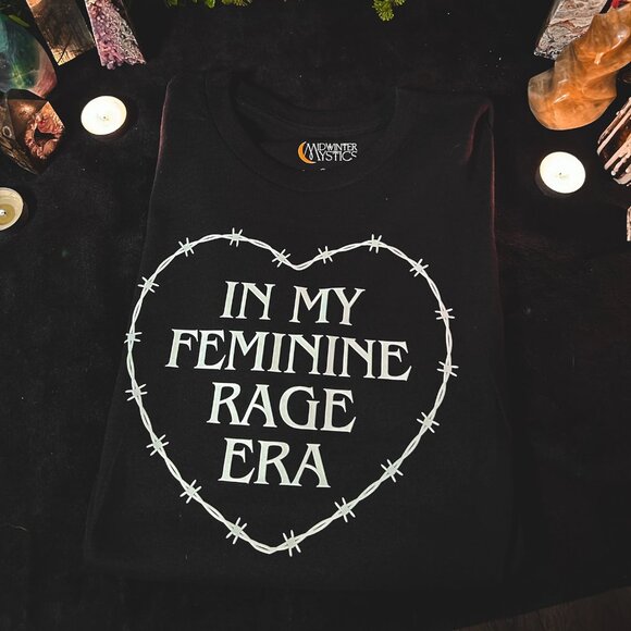 t-shirt tee shirt "I'm in my feminine rage era" unisex small feminist punk goth - Picture 2 of 6